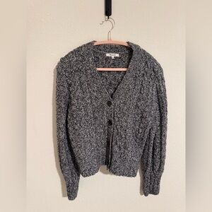 Madewell Charcoal Chunky V-Neck Button-Up Cardigan, Cropped